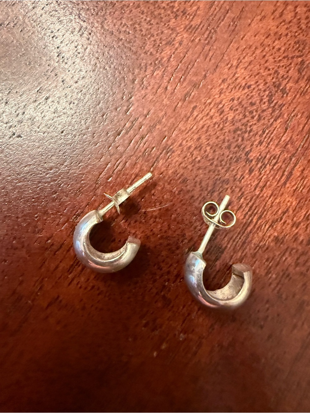 Chunky Sterling Half-Hoop Stud Earrings - Silver
